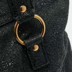 مملوكة مسبقًا Yves Saint Laurent Black Crinkled Glossy Leather Muse Messenger Bag