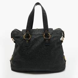 مملوكة مسبقًا Yves Saint Laurent Black Crinkled Glossy Leather Muse Messenger Bag