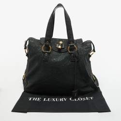 مملوكة مسبقًا Yves Saint Laurent Black Crinkled Glossy Leather Muse Messenger Bag