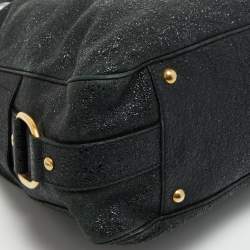 مملوكة مسبقًا Yves Saint Laurent Black Crinkled Glossy Leather Muse Messenger Bag