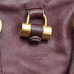Pre Owned Yves Saint Laurent Purple Leather Oversized Muse Bag
