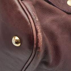 Pre Owned Yves Saint Laurent Purple Leather Oversized Muse Bag