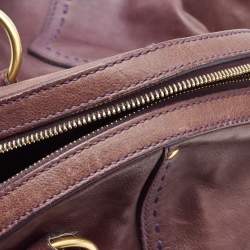 Pre Owned Yves Saint Laurent Purple Leather Oversized Muse Bag