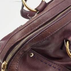 Pre Owned Yves Saint Laurent Purple Leather Oversized Muse Bag