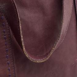 Pre Owned Yves Saint Laurent Purple Leather Oversized Muse Bag