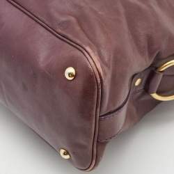 Pre Owned Yves Saint Laurent Purple Leather Oversized Muse Bag