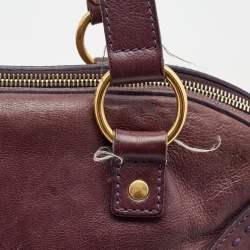 Pre Owned Yves Saint Laurent Purple Leather Oversized Muse Bag