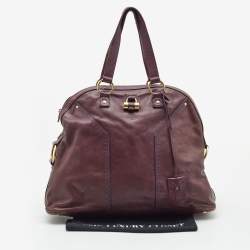 Pre Owned Yves Saint Laurent Purple Leather Oversized Muse Bag