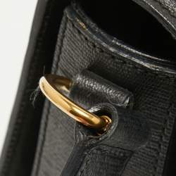 Pre Owned حقيبة كتف سان لوران شيك كبيرة جلد لامعة منقوشة بنية داكنة