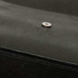 Pre Owned حقيبة كتف سان لوران شيك كبيرة جلد لامعة منقوشة بنية داكنة