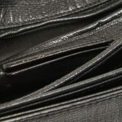 Pre Owned حقيبة كتف سان لوران شيك كبيرة جلد لامعة منقوشة بنية داكنة