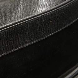 Pre Owned حقيبة كتف سان لوران شيك كبيرة جلد لامعة منقوشة بنية داكنة