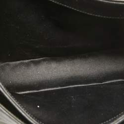 Pre Owned حقيبة كتف سان لوران شيك كبيرة جلد لامعة منقوشة بنية داكنة