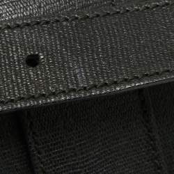 Pre Owned حقيبة كتف سان لوران شيك كبيرة جلد لامعة منقوشة بنية داكنة