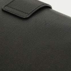 Pre Owned حقيبة كتف سان لوران شيك كبيرة جلد لامعة منقوشة بنية داكنة