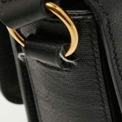 Pre Owned حقيبة كتف سان لوران شيك كبيرة جلد لامعة منقوشة بنية داكنة