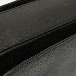 Pre Owned حقيبة كتف سان لوران شيك كبيرة جلد لامعة منقوشة بنية داكنة