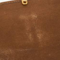 Pre Owned Yves Saint Laurent Brown Leather Y Line Flap Continental Wallet