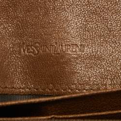 Pre Owned Yves Saint Laurent Brown Leather Y Line Flap Continental Wallet