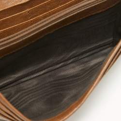 Pre Owned Yves Saint Laurent Brown Leather Y Line Flap Continental Wallet