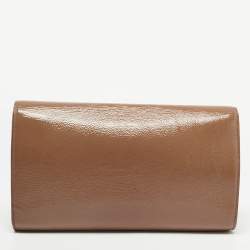 Pre Owned Yves Saint Laurent Brown Patent Leather Belle De Jour Clutch