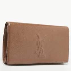 Pre Owned Yves Saint Laurent Brown Patent Leather Belle De Jour Clutch