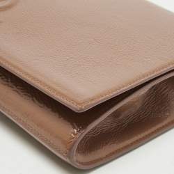 Pre Owned Yves Saint Laurent Brown Patent Leather Belle De Jour Clutch