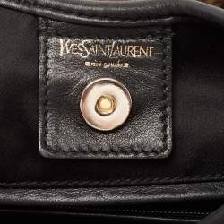 Pre Owned Yves Saint Laurent Black Leather Mombasa Crest Hobo