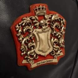 Pre Owned Yves Saint Laurent Black Leather Mombasa Crest Hobo