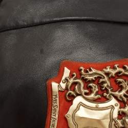 Pre Owned Yves Saint Laurent Black Leather Mombasa Crest Hobo