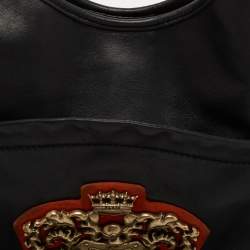 Pre Owned Yves Saint Laurent Black Leather Mombasa Crest Hobo