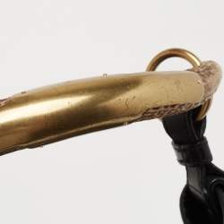 Pre Owned Yves Saint Laurent Black Leather Mombasa Crest Hobo