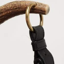 Pre Owned Yves Saint Laurent Black Leather Mombasa Crest Hobo