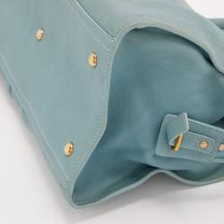 Pre Owned Yves Saint Laurent Pale Blue Leather Medium Cabas Chyc Tote