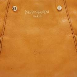 Pre Owned Yves Saint Laurent Dark Beige Leather Horn Mala Mala Bag