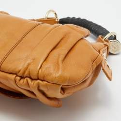 Pre Owned Yves Saint Laurent Dark Beige Leather Horn Mala Mala Bag