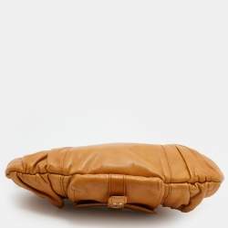 Pre Owned Yves Saint Laurent Dark Beige Leather Horn Mala Mala Bag