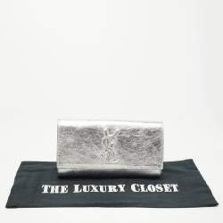 Pre Owned Yves Saint Laurent Silver Leather Belle De Jour Clutch