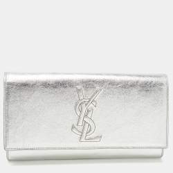 Pre Owned Yves Saint Laurent Silver Leather Belle De Jour Clutch