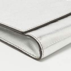 Pre Owned Yves Saint Laurent Silver Leather Belle De Jour Clutch