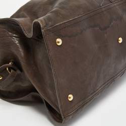 Pre Owned حقيبة سان لوران باريس Y كاباس تشيك جلد أزرق مخضر كبيرة