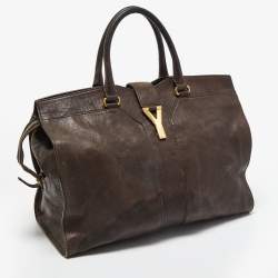 Pre Owned حقيبة سان لوران باريس Y كاباس تشيك جلد أزرق مخضر كبيرة