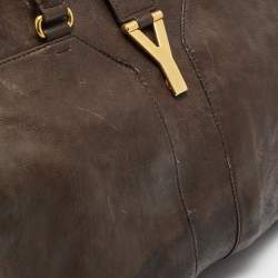 Pre Owned حقيبة سان لوران باريس Y كاباس تشيك جلد أزرق مخضر كبيرة