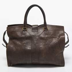 Pre Owned حقيبة سان لوران باريس Y كاباس تشيك جلد أزرق مخضر كبيرة