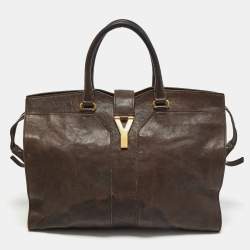 Yves Saint Laurent Dark Brown leather Cabas Chyc bag - Authentic
