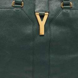 Yves Saint Laurent Dark Green Leather Large Cabas Chyc Satchel
