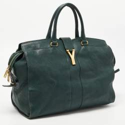 Yves Saint Laurent Dark Green Leather Large Cabas Chyc Satchel