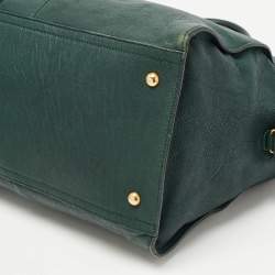 Yves Saint Laurent Dark Green Leather Large Cabas Chyc Satchel