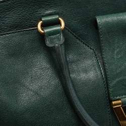 Yves Saint Laurent Dark Green Leather Large Cabas Chyc Satchel