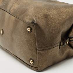 Pre Owned Yves Saint Laurent Gold Textured Leather Easy Y Satchel